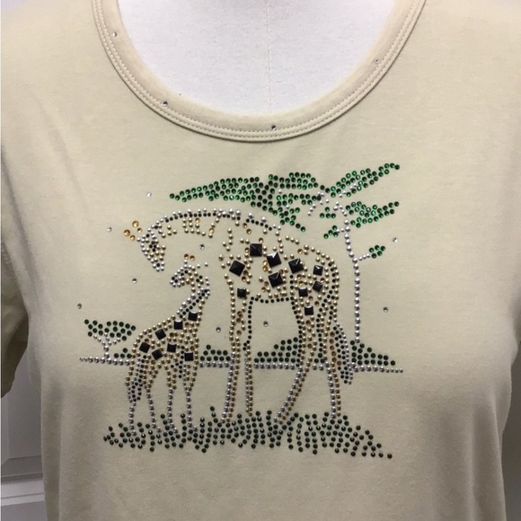Isaac’s Designs Casuals Short Sleeve Round Neck Rhinestone Embellish Tee, sz 1X - Picture 8 of 10